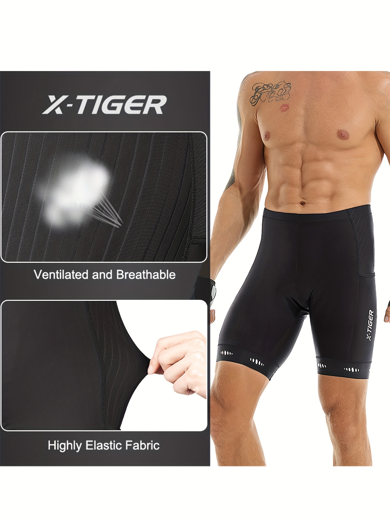 X-TIGER Men's Bike Cycling Pants 4D Padded Bicycle Tights MTB