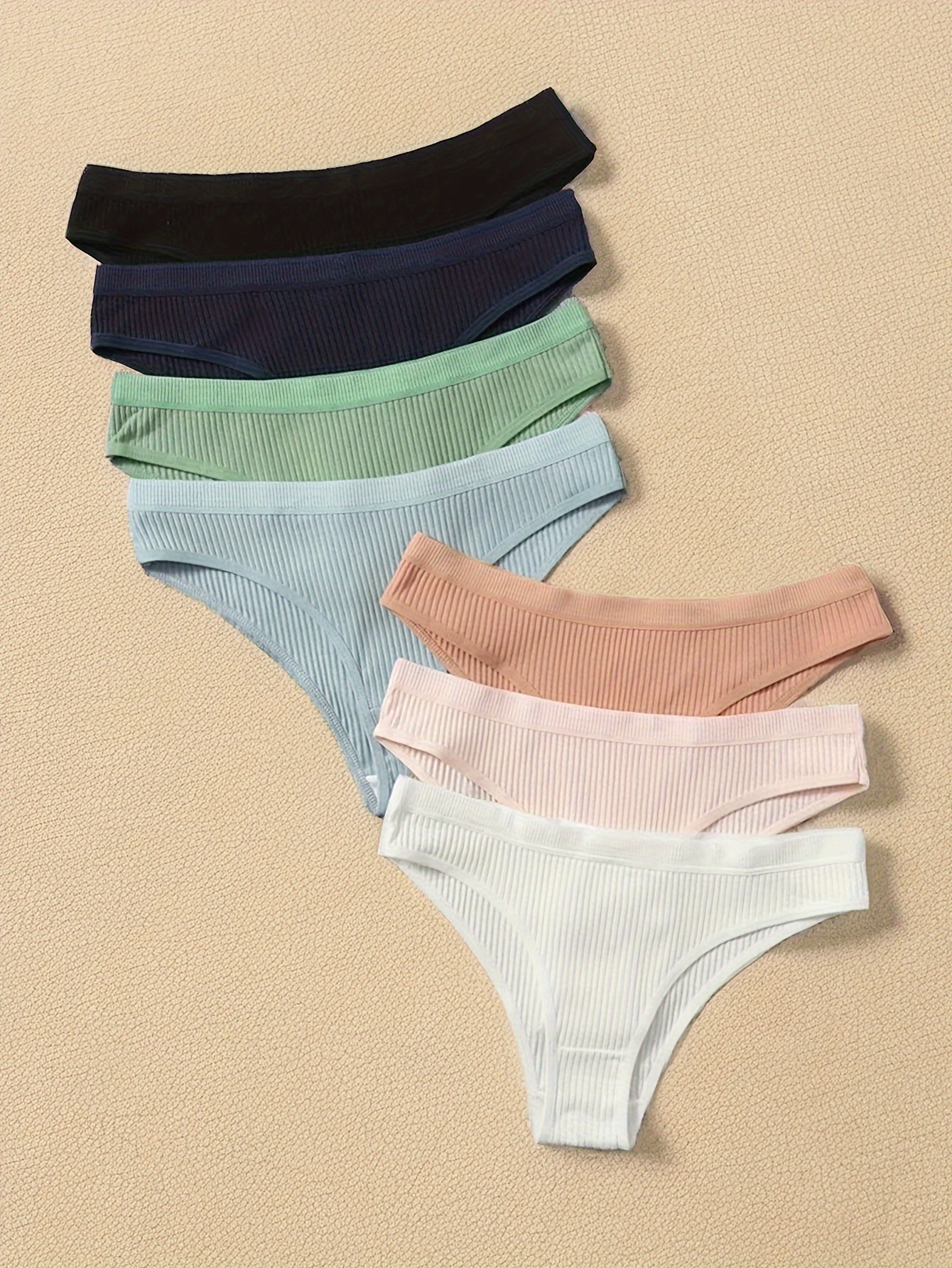 5 Pcs Soft Seamless Briefs, Breathable Wave Trim Panties, Women's Underwear  & Lingerie
