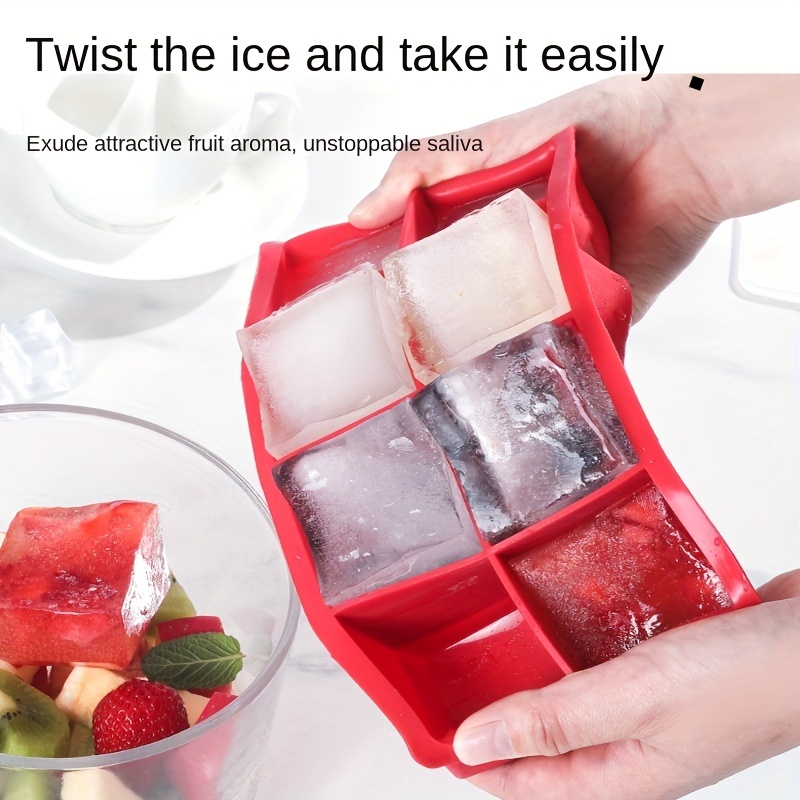 1pc Silicone Square Ice Cube Tray With 8 Compartments