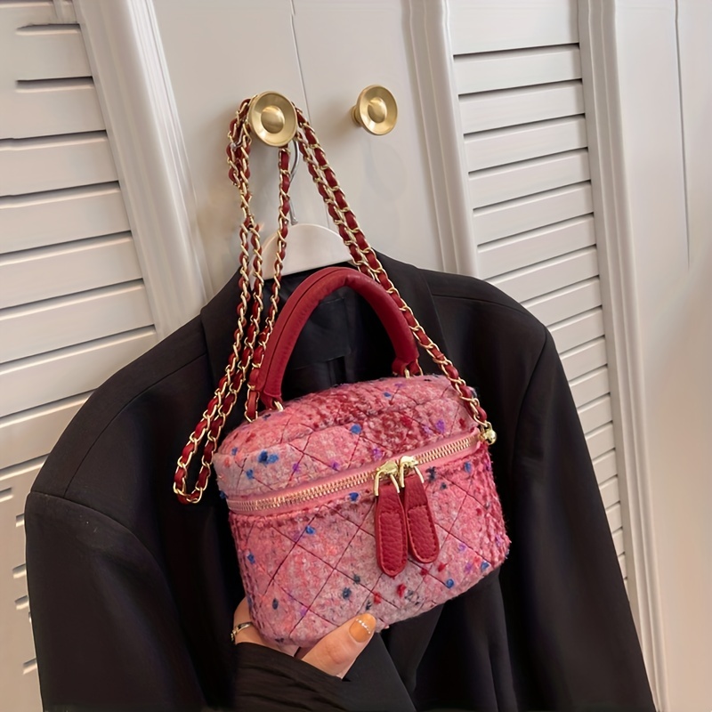 Kids Mini Fashion Handbag, Colorful Woolen Chain Shoulder Bag