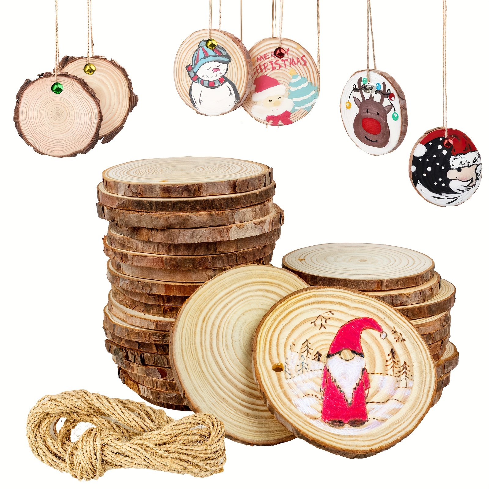 17 PCS Unfinished Wood Slices 5.1-5.5 Inch Craft Wood Kit, round