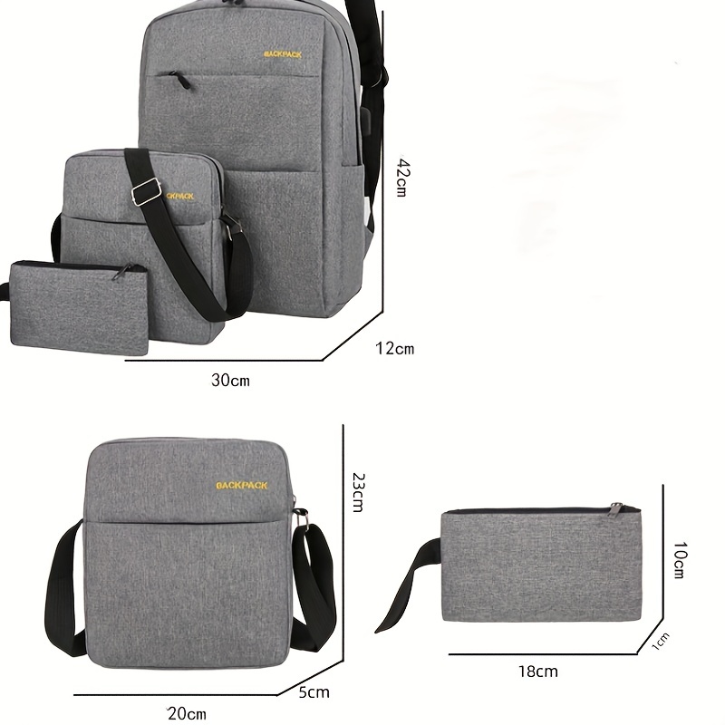 New Stylish Elegant Backpack For Ladies 3 pcs set Grey 