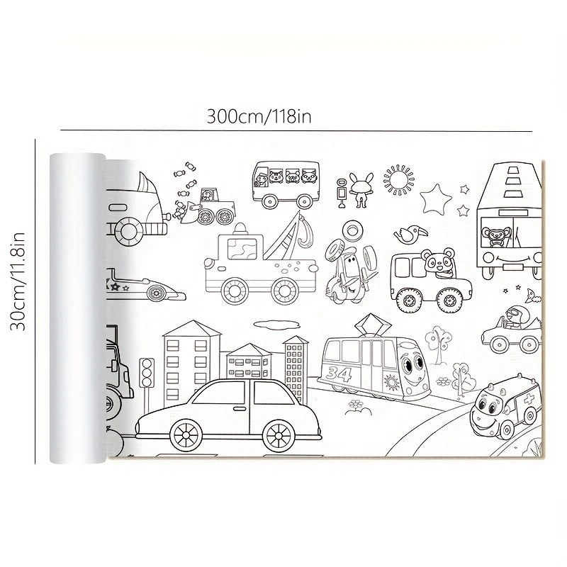 Children's Drawing Roll - Coloring Paper Roll for Kids, Drawing Paper Roll  DIY Painting Drawing Color Filling Paper, 11.8 Inches 