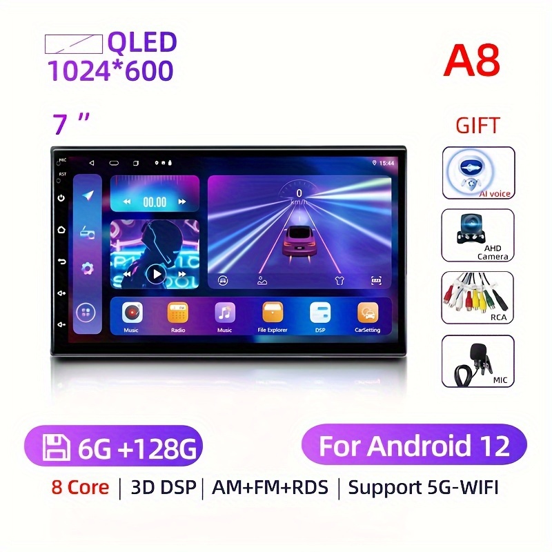 1G+32G Hikity Android Car Stereo 10.1 Inch Double Din Touch Screen Car  Radio GPS Navigation Bluetooth FM Radio Support WiFi Mirror Link for