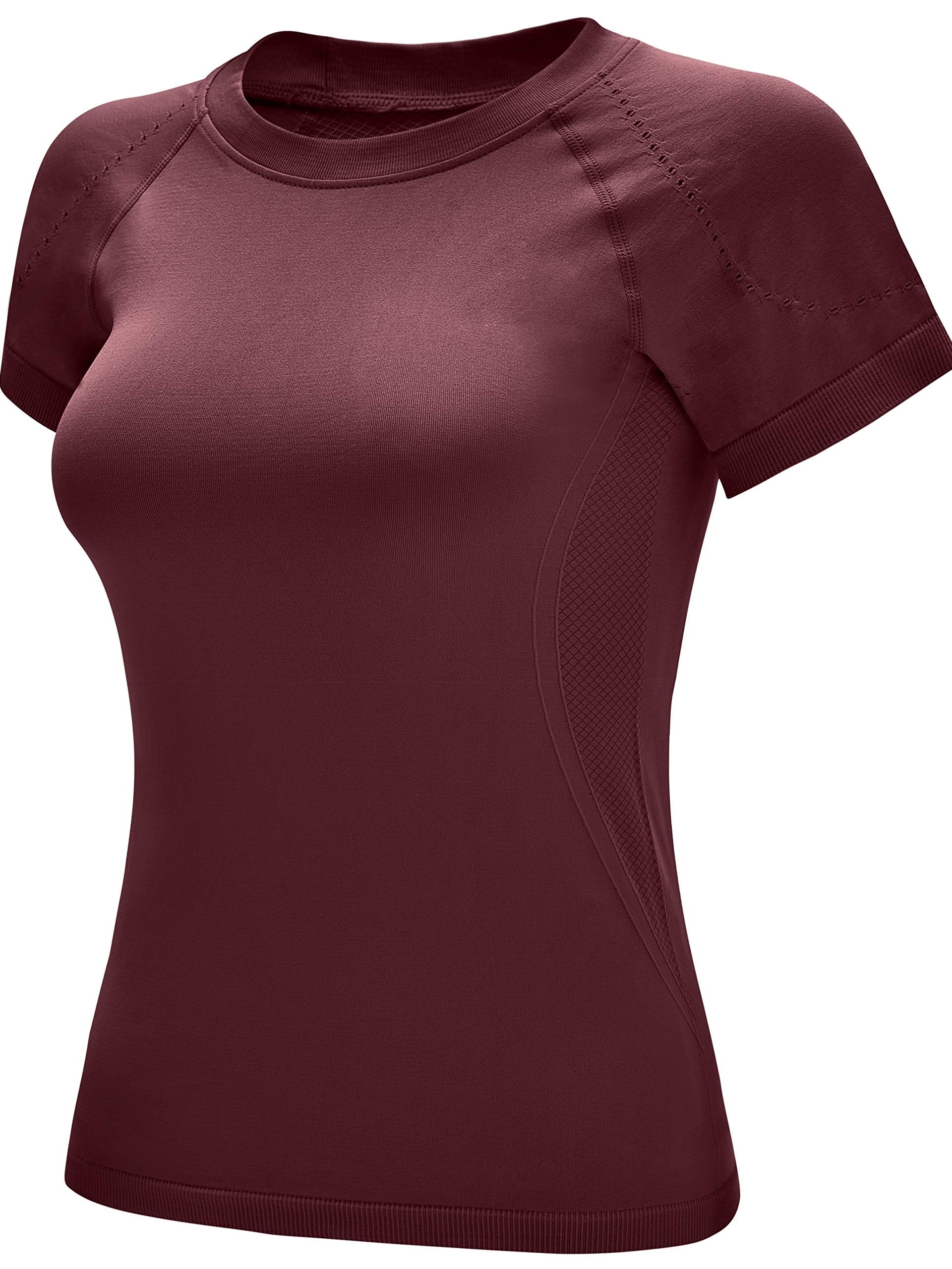 Women Sports Yoga Shirts Short Sleeve Seamless Breathable Quick