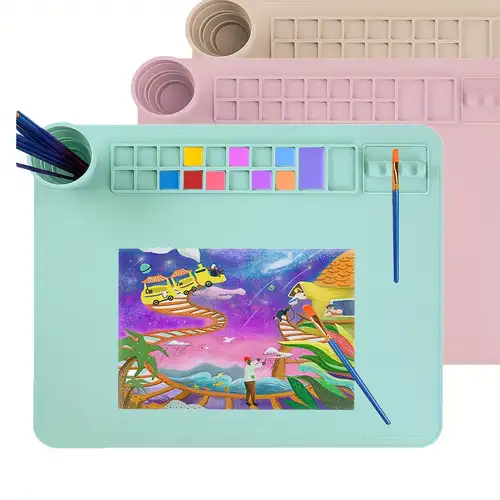 Silicone Tapis de peinture pour enfants, Art Crafts Silicone Mat avec porte- peinture, Doodle Drawing Oil Painting Board Clay Mat - Temu France