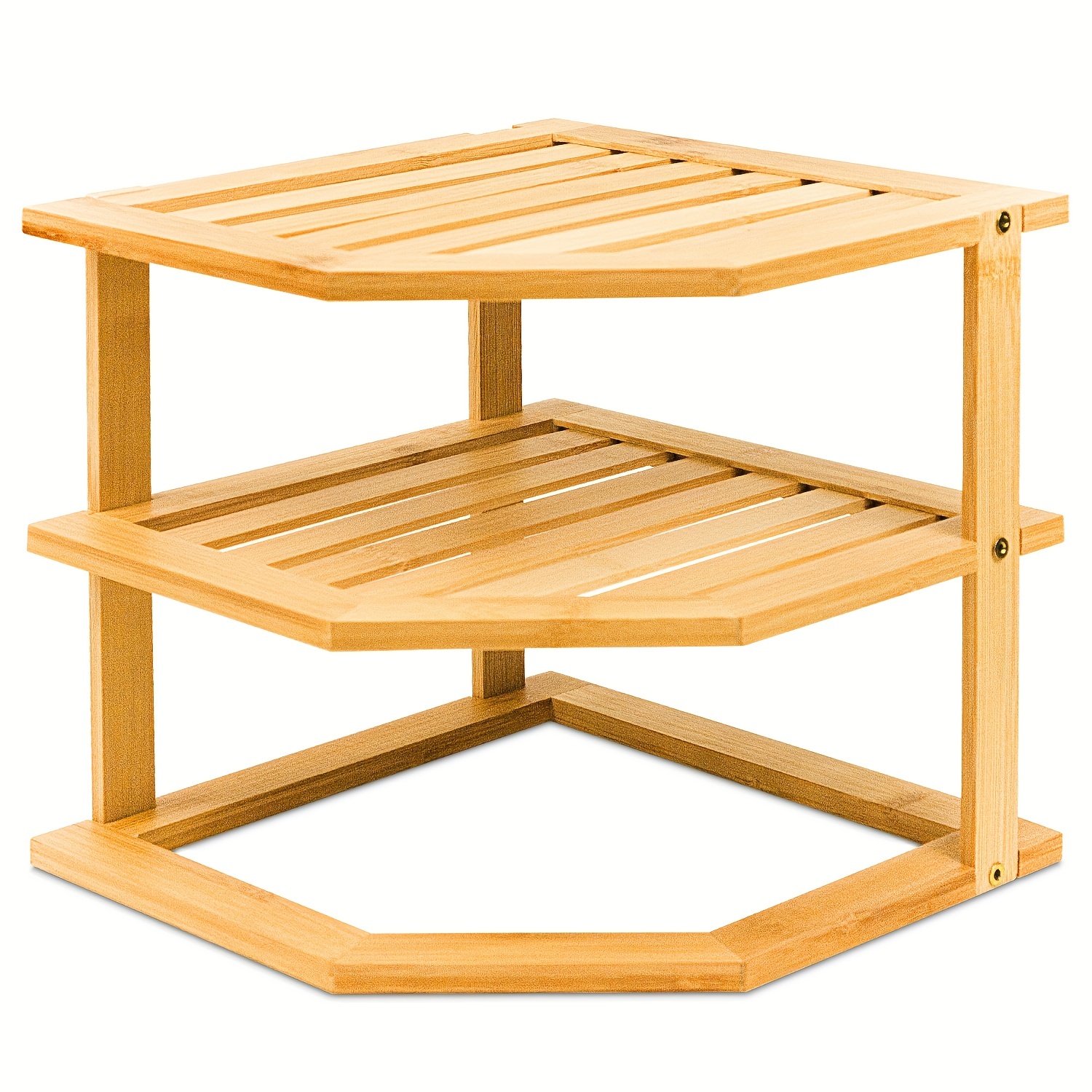 Bamboo Corner Shelf Storage Organizer - 3-stufiges Kücheneckgestell für  Teller - Arbeitsplatte, Schrank und Speisekammer Organisation