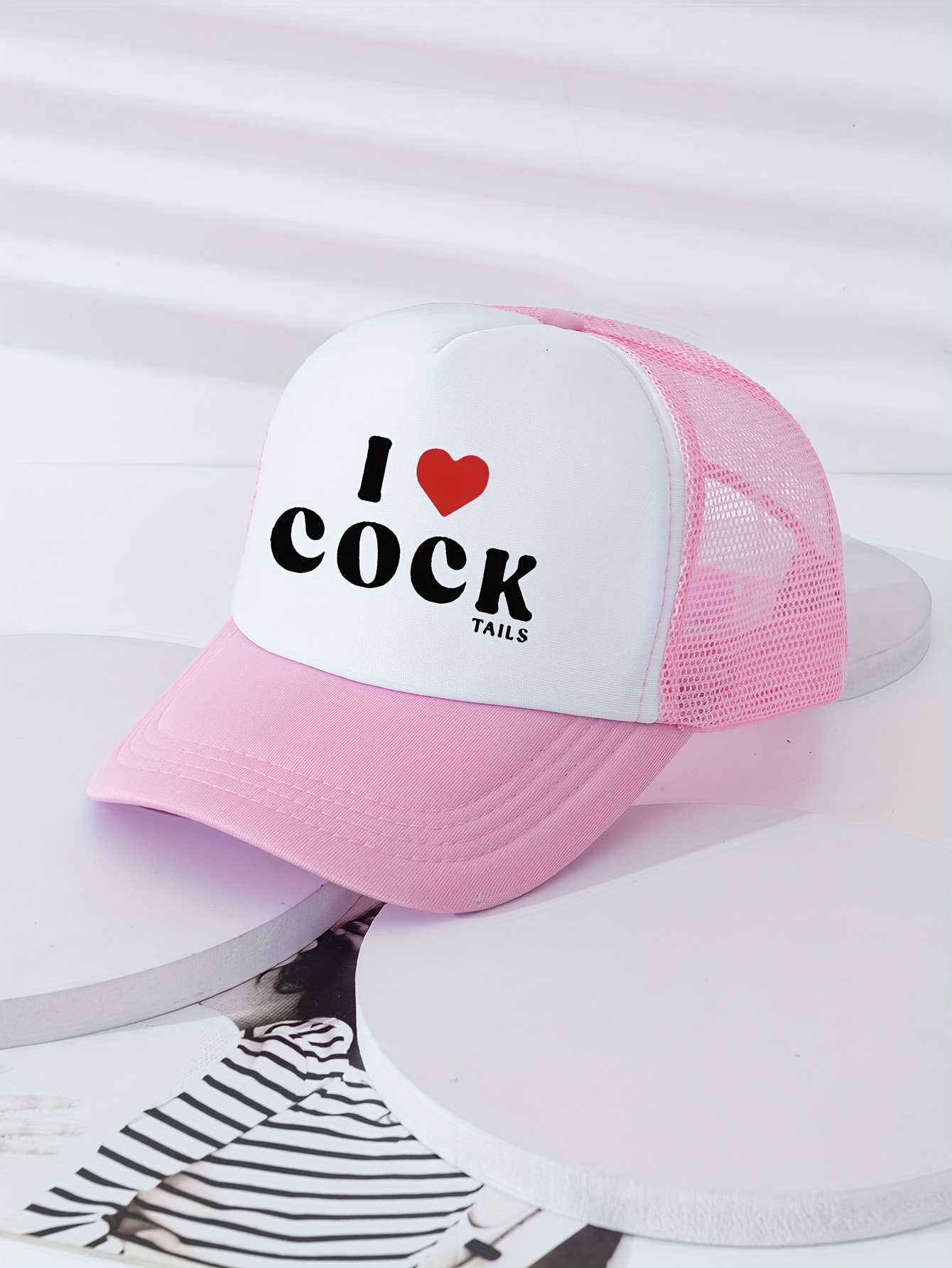 Love Cock Baseball Trendy Printed Color Block Mesh - Temu Australia