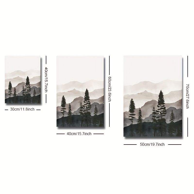 Framed Canvas Wall Paintings-Nordic Black White Yellow Mountain Lake-Prints  for Décor, 3 Panel Set - Fred Meyer