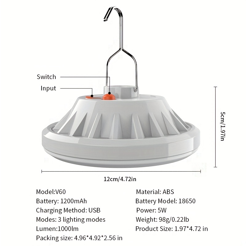 Rechargeable Led Camping Lantern - High Lumen, Waterproof, 3