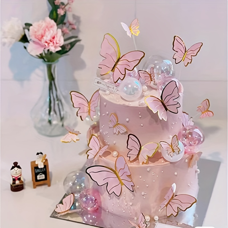 doré Décoration papillon Décoration de gâteaux Couvercle de gâteau papillon  6901484254849 