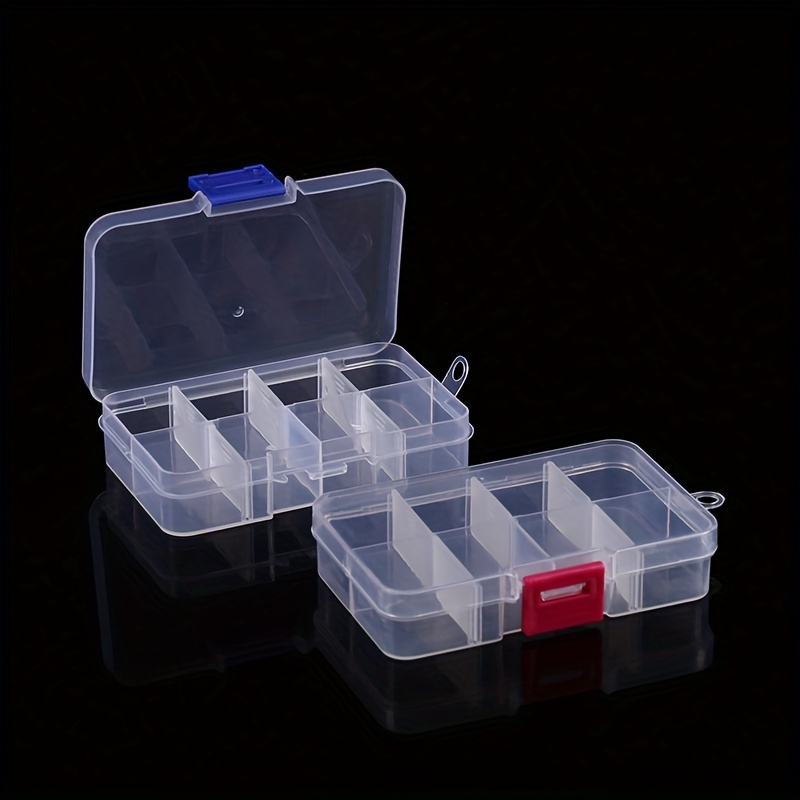 12 Pack Mini Clear Storage Containers with 10 Grid Dividers, Small Plastic Tackle  Boxes for Beads, Buttons, DIY Jewelry (2.5 x 5 In)