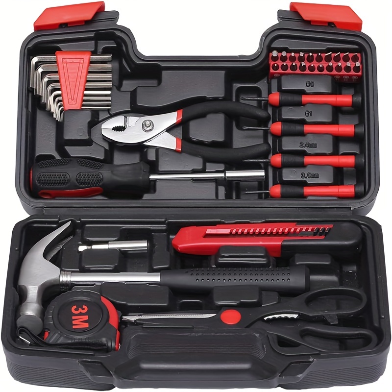 Tool Set Household Hand Tool Kit With Plastic Toolbox - Temu