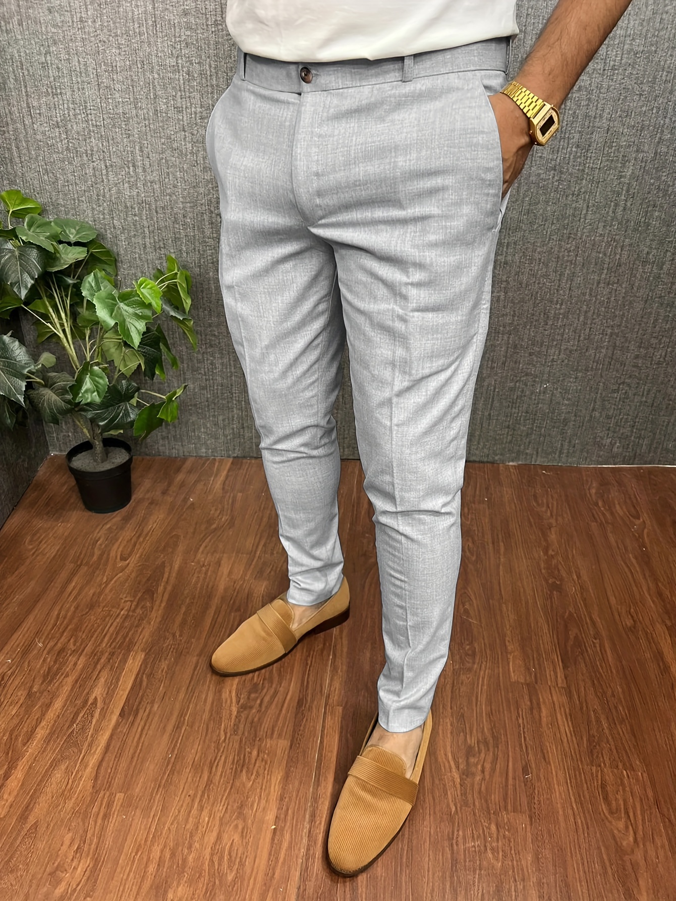 Men's Elegant Slacks, Semi-formal Dress Pants For Business Banquet