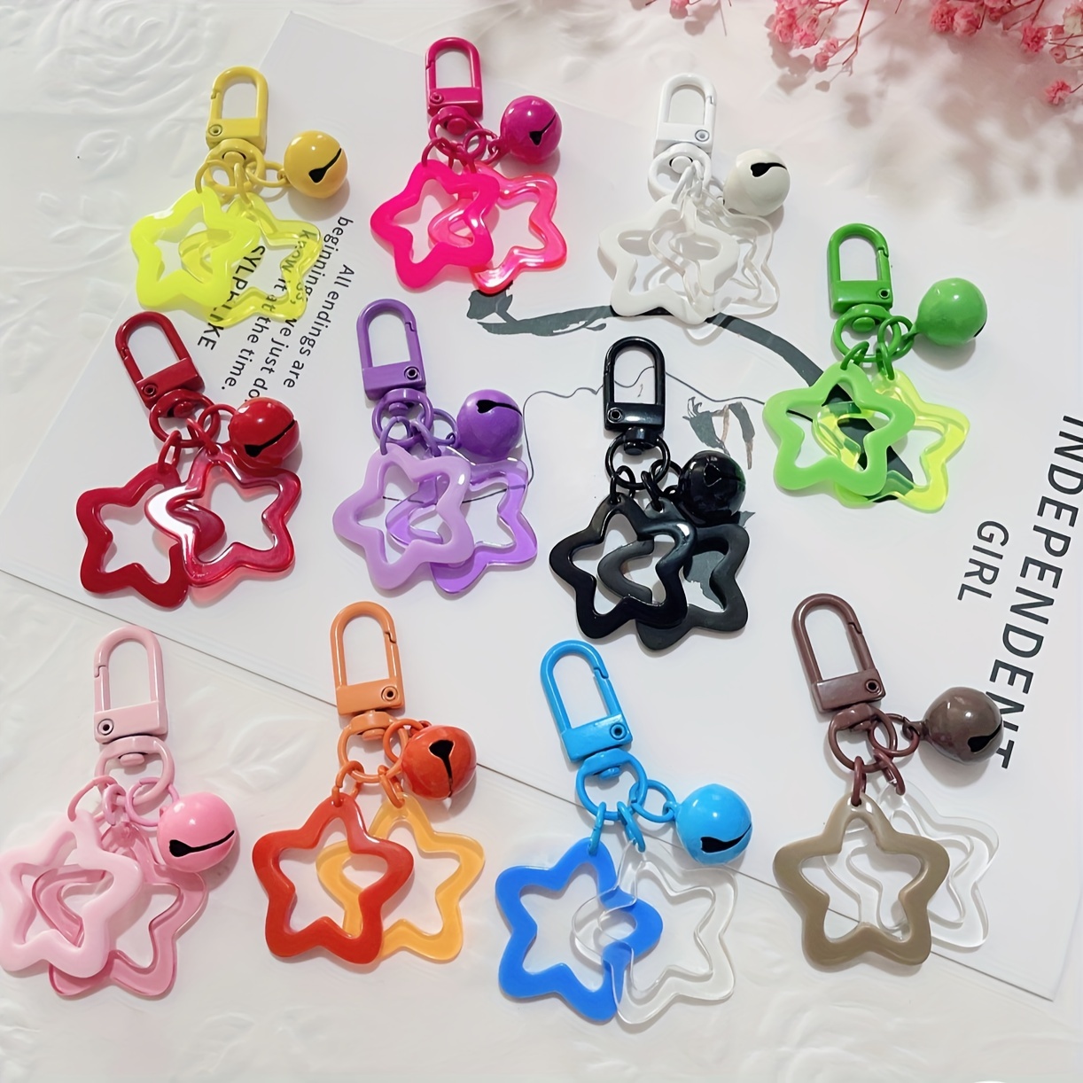 1pc Rhinestone Decor Cute Star Shape Keychain Keyring, Car Key Accessories Bag Pendants, Gift for Temu