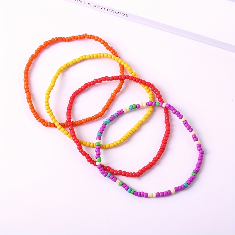 Bohemian Vacation Random Colorful Beads Stacking Ladies Hand - Temu