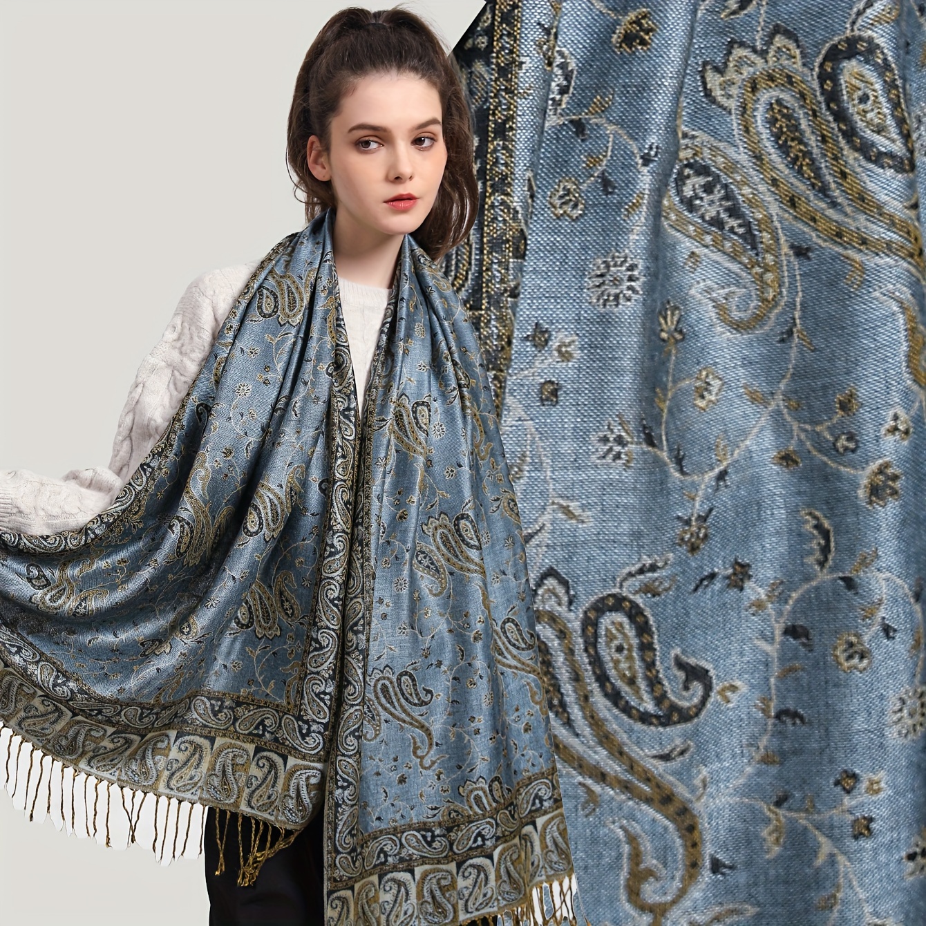 Sakkas Kalin Long Wide Woven Patterned Fringe Tassel