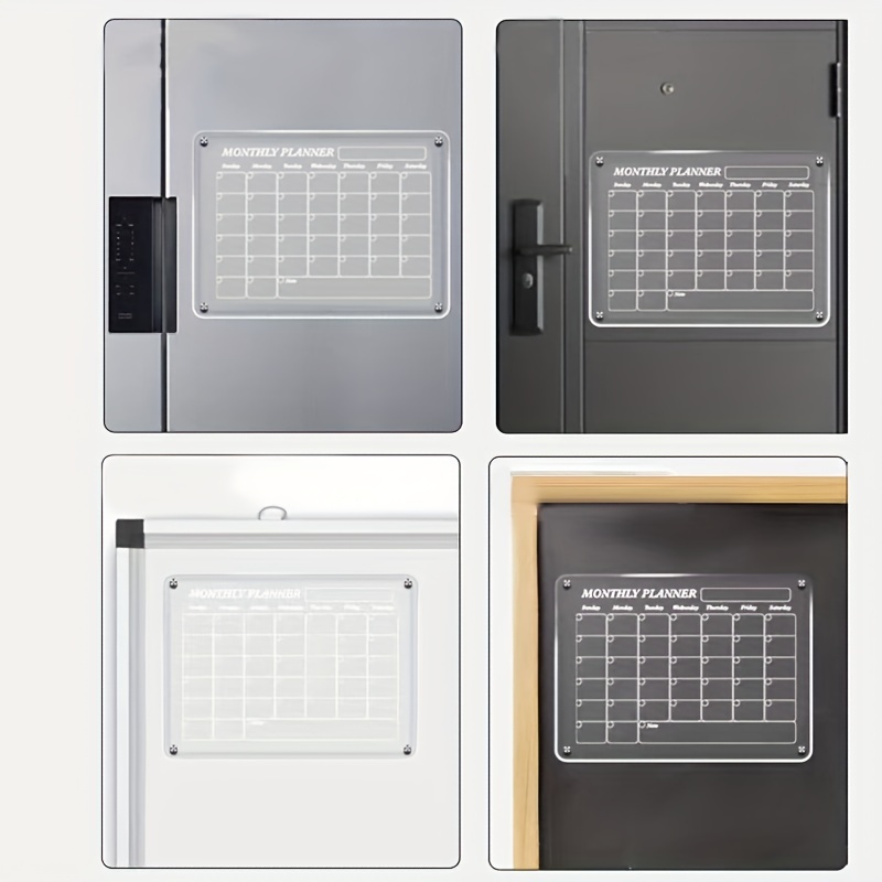 Calendario magnético de acrílico para refrigerador, 12 x 16 pulgadas,  acrílico transparente, tablero de planificación magnético de borrado en  seco