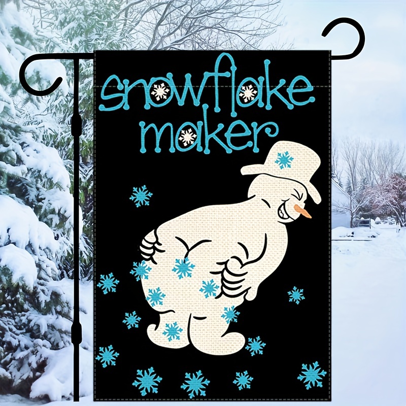 

1pc, Maker Garden Flag 12 X 18 Inch, Double Sided Flag, Christmas Snowman Yard Outdoor Decorative Flag, Waterproof Flag, Home Decor, Outdoor Decor, Yard Decor, Garden Decor, Holiday Decor