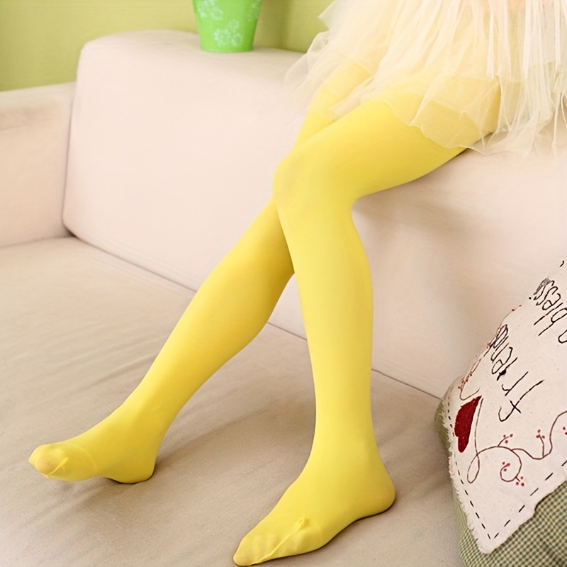 Girls Kids Lemon Yellow Dance Socks Pantyhose Dress Socks