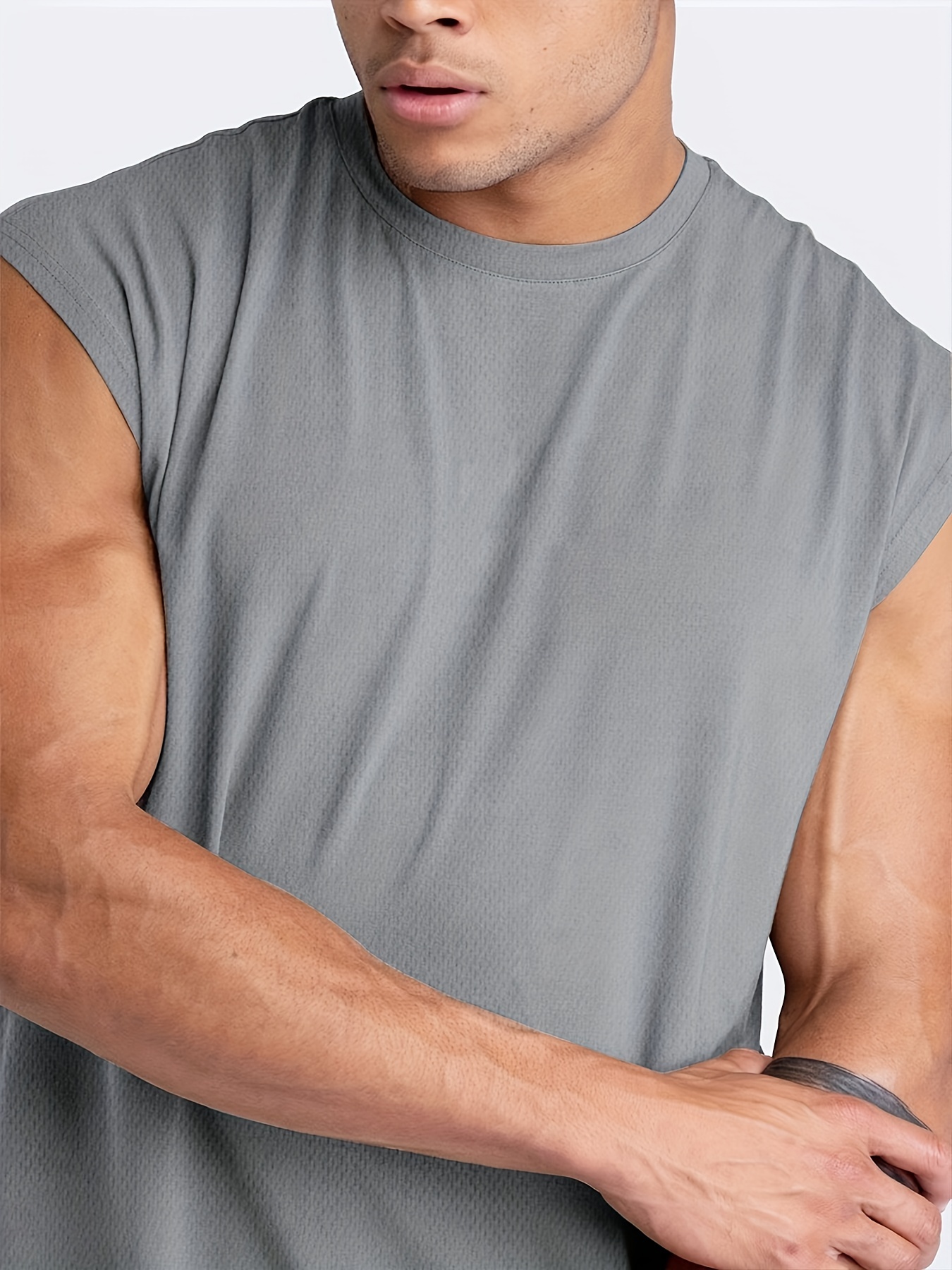 VSERETLOON Men's Bodybuilding Tank top Cotton Sleeveless Shirt Men's Summer  Casual Camisole Tank top Bottoming Shirt (Color : Dark Grey, Size : L)