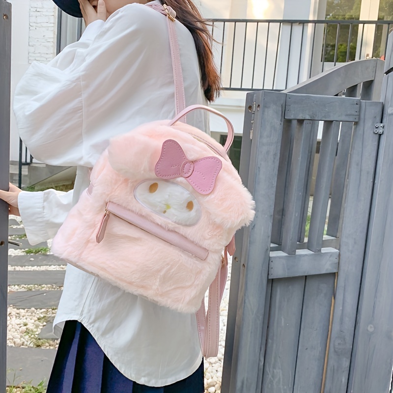 Miniso Kawaii Plush Backpack My Melody Cinnamoroll Design Storage Backpack  To Schook Cute Travel Daypack - Bags & Luggage - Temu Japan