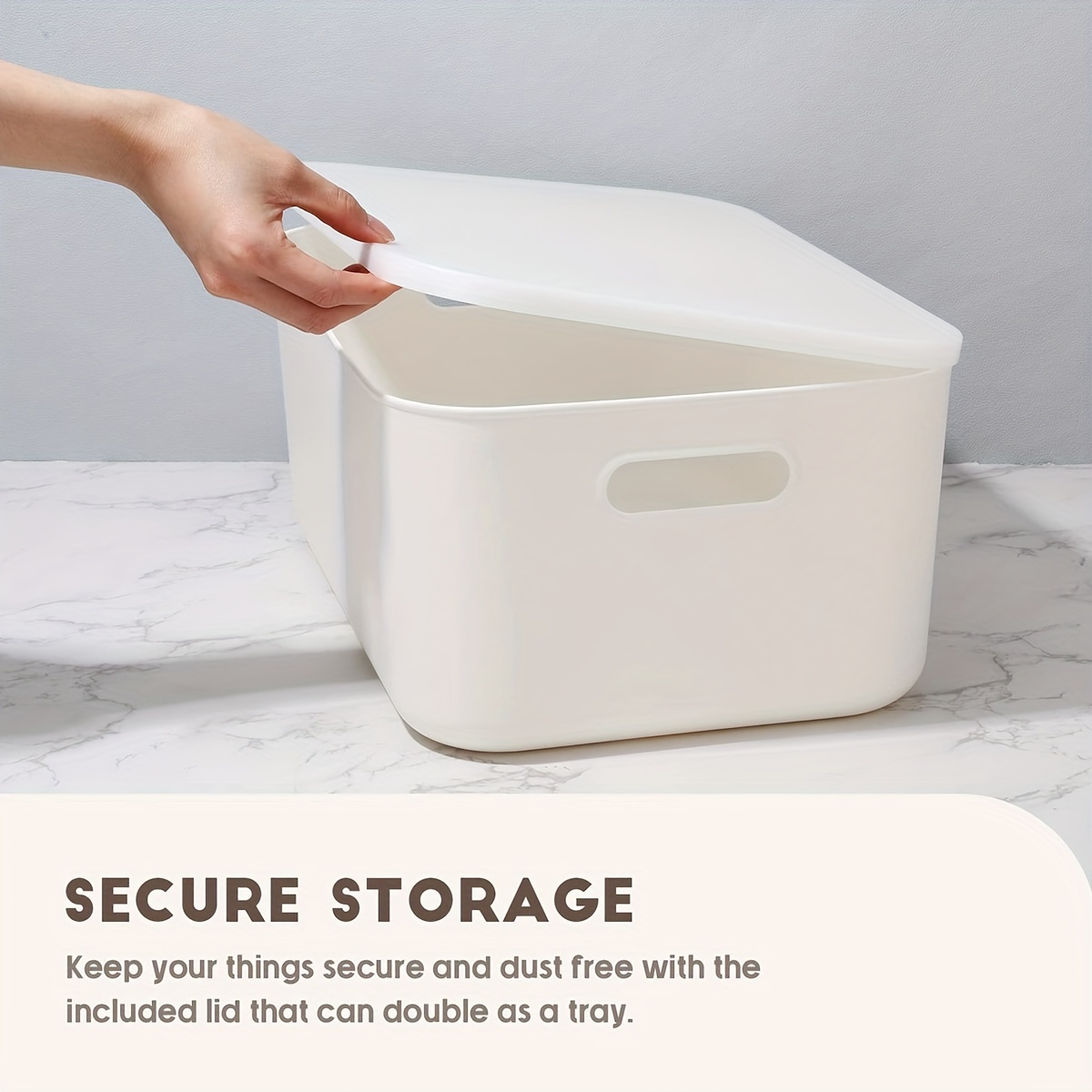 White Plastic Storage Box Lid Stackable Storage Basket - Temu Canada