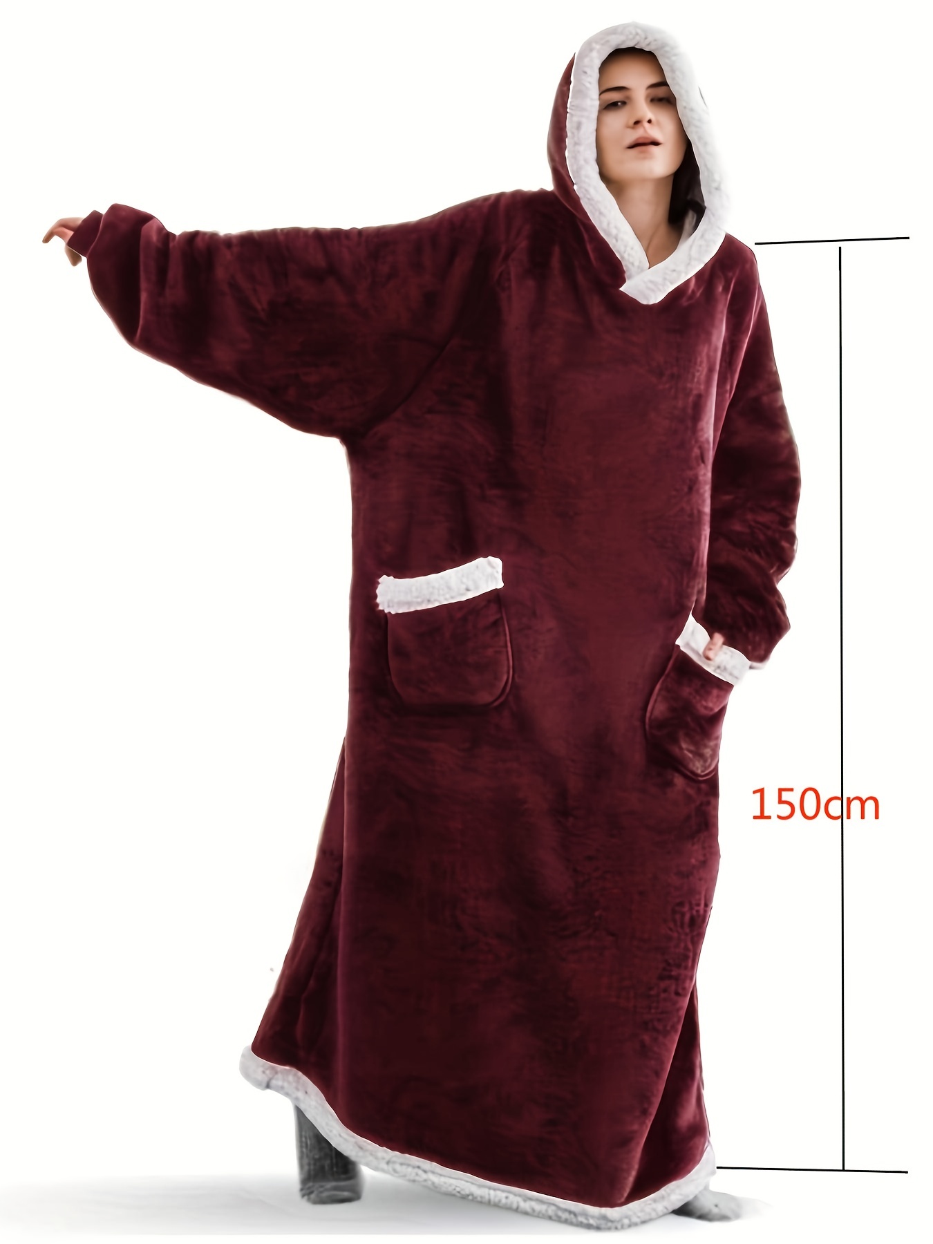 Plus Size Hooded Fleece Lounge Robe for Women
