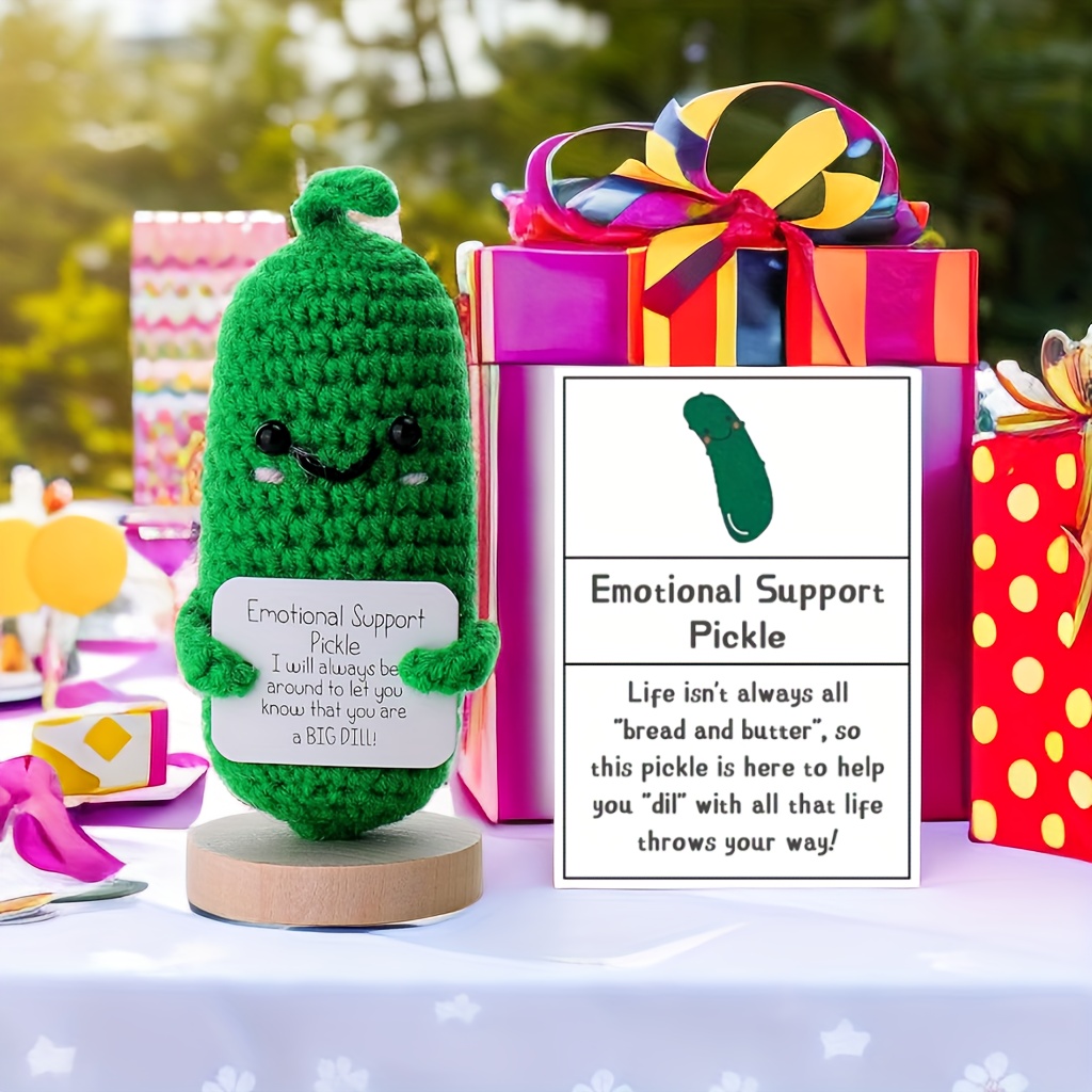 Handmade Emotional Support Pickled Cucumber Gift, Handmade Crochet  Emotional Support Pickles, Cute Crochet Pickled Cucumber Knitting Doll,  Christmas Pickle Ornament Gift 