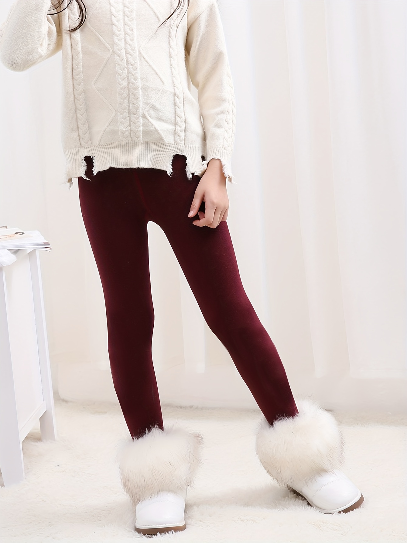 Thermal Leggings for Kids Girls, Winter Lined Thermal Leggings, with Inner  Fur, Elastic,Winter Pants for