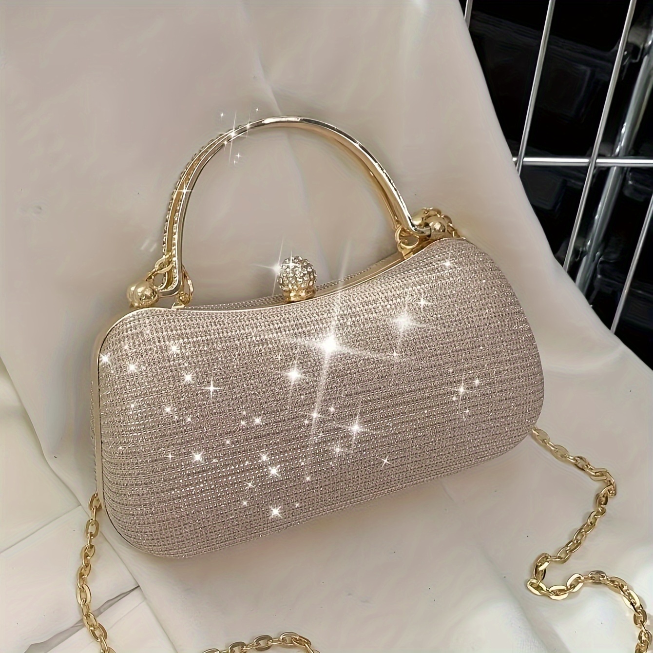 

Mini sac de soirée tendance, sac à bandoulière en chaîne, sac de soirée brillant, sac à main à clip en strass pour carnaval, mariage, festival de musique