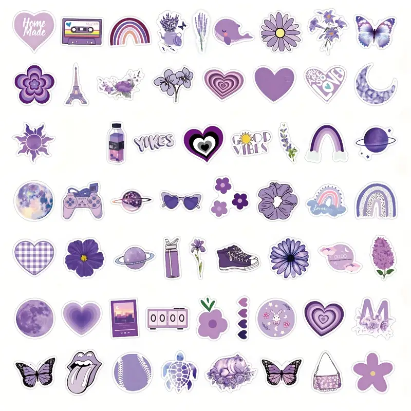 Purple Stickers For Water Bottles Cute Aesthetic Vinyl - Temu