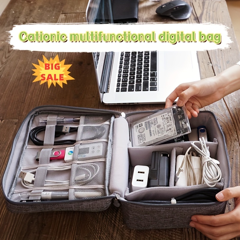 Multifunctional Data Cable Storage Bag Portable Large - Temu