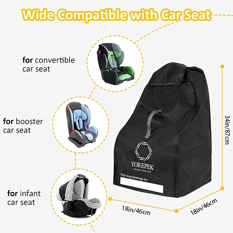 YOREPEK Car Seat Travel Bag with Wheels, Padded Backpack, Large Durable  Carseat Travel Bag for Airplane, Airport Gate Check Bag, Cover Bag with  Padded