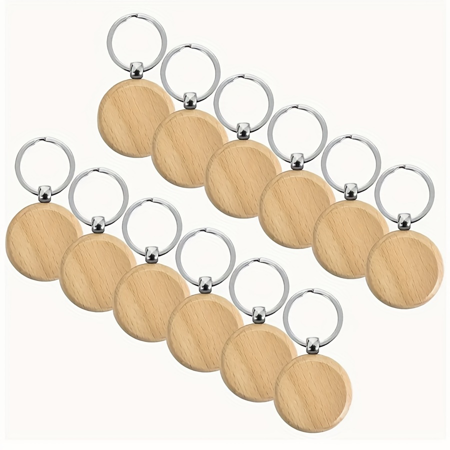 Blank Wooden Key Chain Blank Round Wooden Tag Keychain Diy - Temu