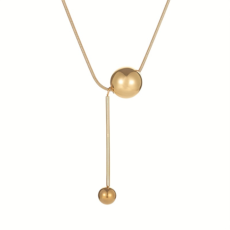 Light Luxury Necklace 18k Gold Plated Double Ball Design Fashion Future  Style Match Daily Outfits Dainty Party Accessory