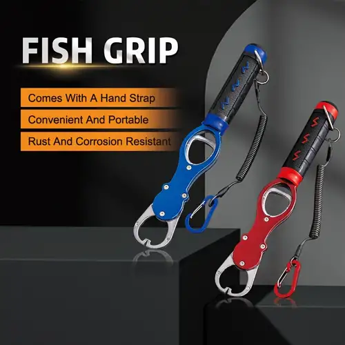 Fishing Gripper,Fishing Pliers Saltwater Hook Remover Pliers Fishing  Gripper Gear Tool ABS Grip Tackle Holder Fish Clamp with Rope Lightweight  for Any