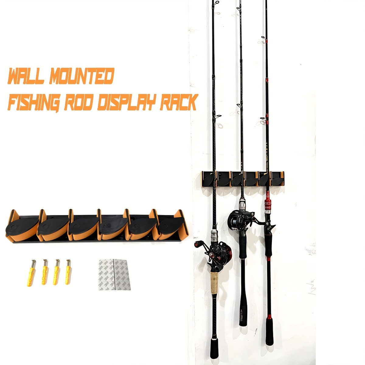 1pc Plastic Fishing Rod Rack For 6 Rods, Wall Mounted Fishing Pole Display  Organized Holder, Fishing Gear