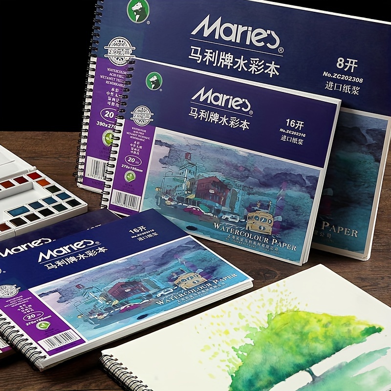 Watercolor Pad Paper, 100% Cotton 20 Sheets, 140lb/300gsm, 32K 16K