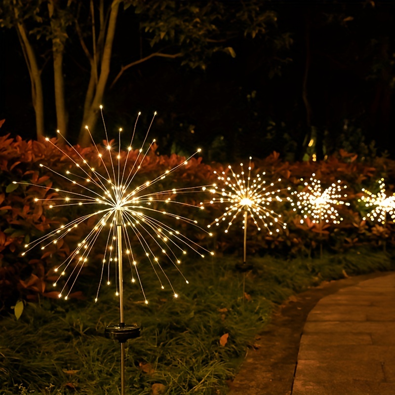 Lampes solaires à LED, feu d'artifice, décoration de jardin, lumières  féeriques imperméables, lampe de pelouse