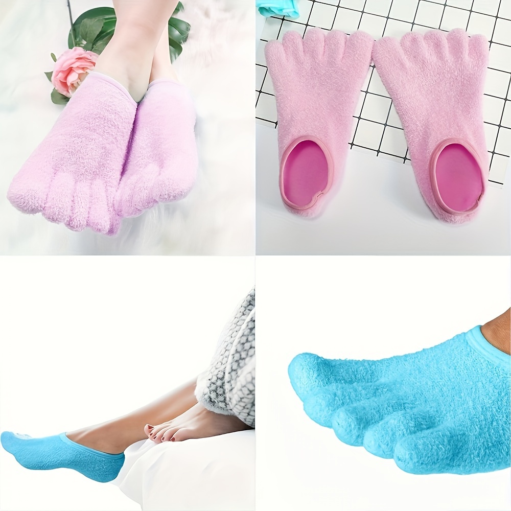 Fuzzy Toe Socks Five Finger Crew Moisturizing Socks Women's - Temu Canada