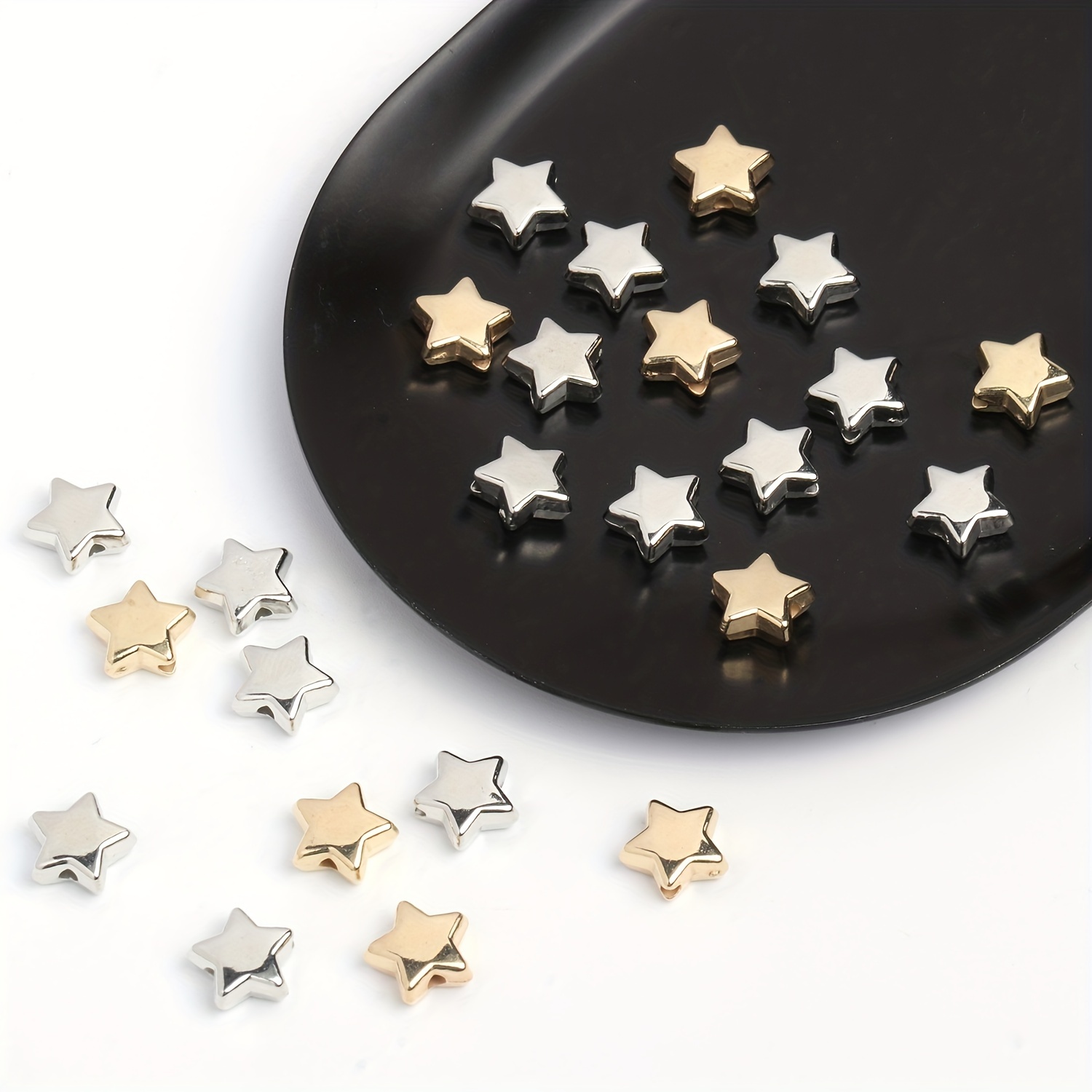 Golden Color Star Ccb Beads Diy Loose Plastic Beads Star - Temu