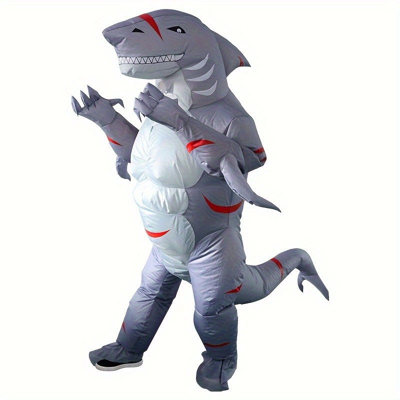 Costume da squalo gonfiabile per tutto il corpo (senza batteria), costume  divertente per feste di Halloween con esplosione d'aria (adatto per 150-190
