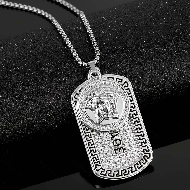 Personalize Hip Hop Biker Rock Large Razor Blade Dog Tag Pendant Necklace  for Men Gold Tone Stainless Steel 20 Inch Ball Chain Customizable 
