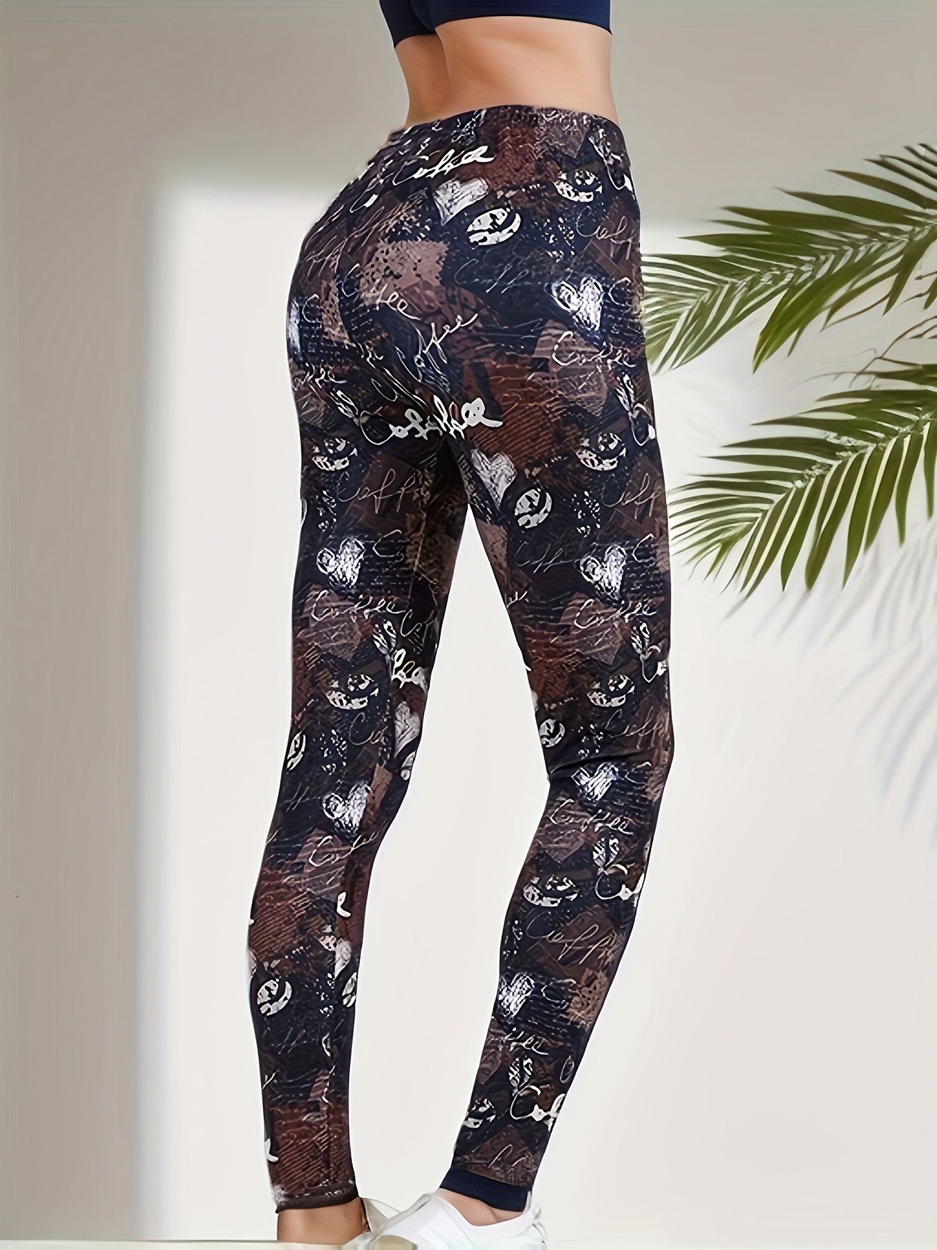 Women's Leggings Floral Print Pants Casual High Waist - Temu