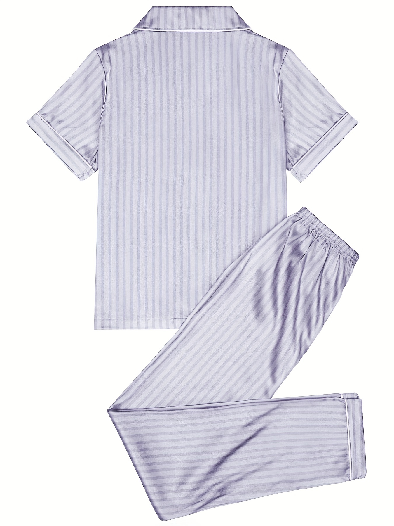 Girls Comfortable Pajamas Outfit Vertical Stripes Graphic - Temu