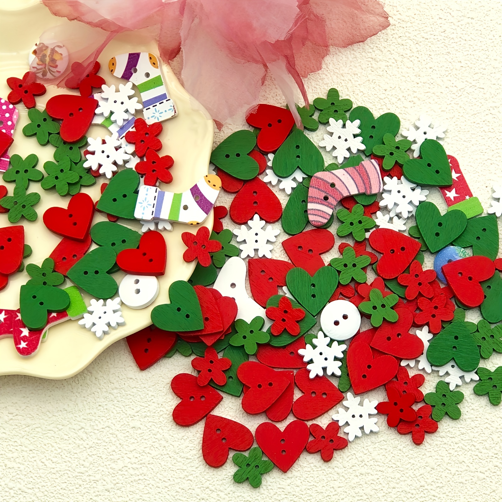 Christmas Mixed Wooden Crafts Buttons Christmas Socks - Temu
