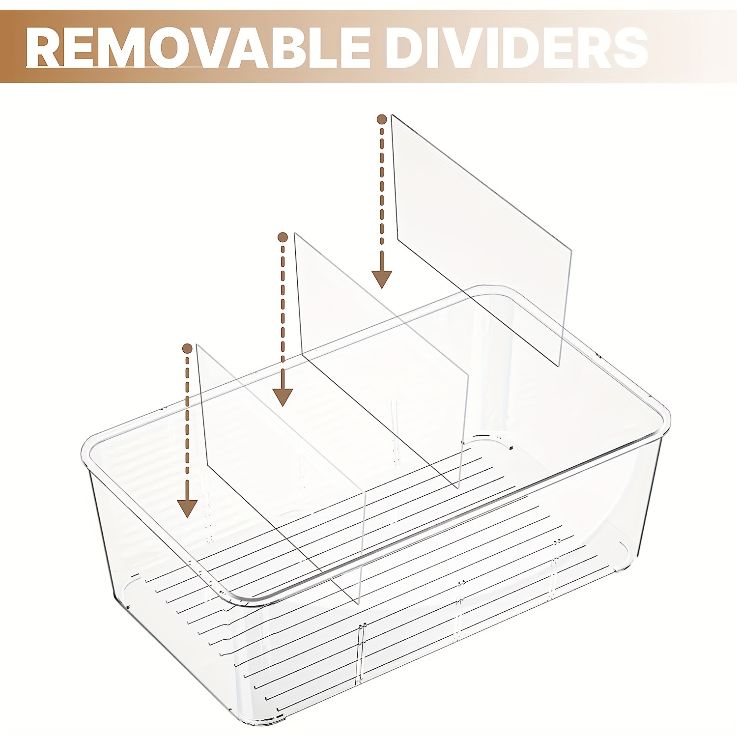 Plastic Bathroom Storage Organizer Bin Box - 3/4 Divided Sections - For  Cabinets, Shelves, Countertops, Bedroom, Laundry Room - Clear - Temu