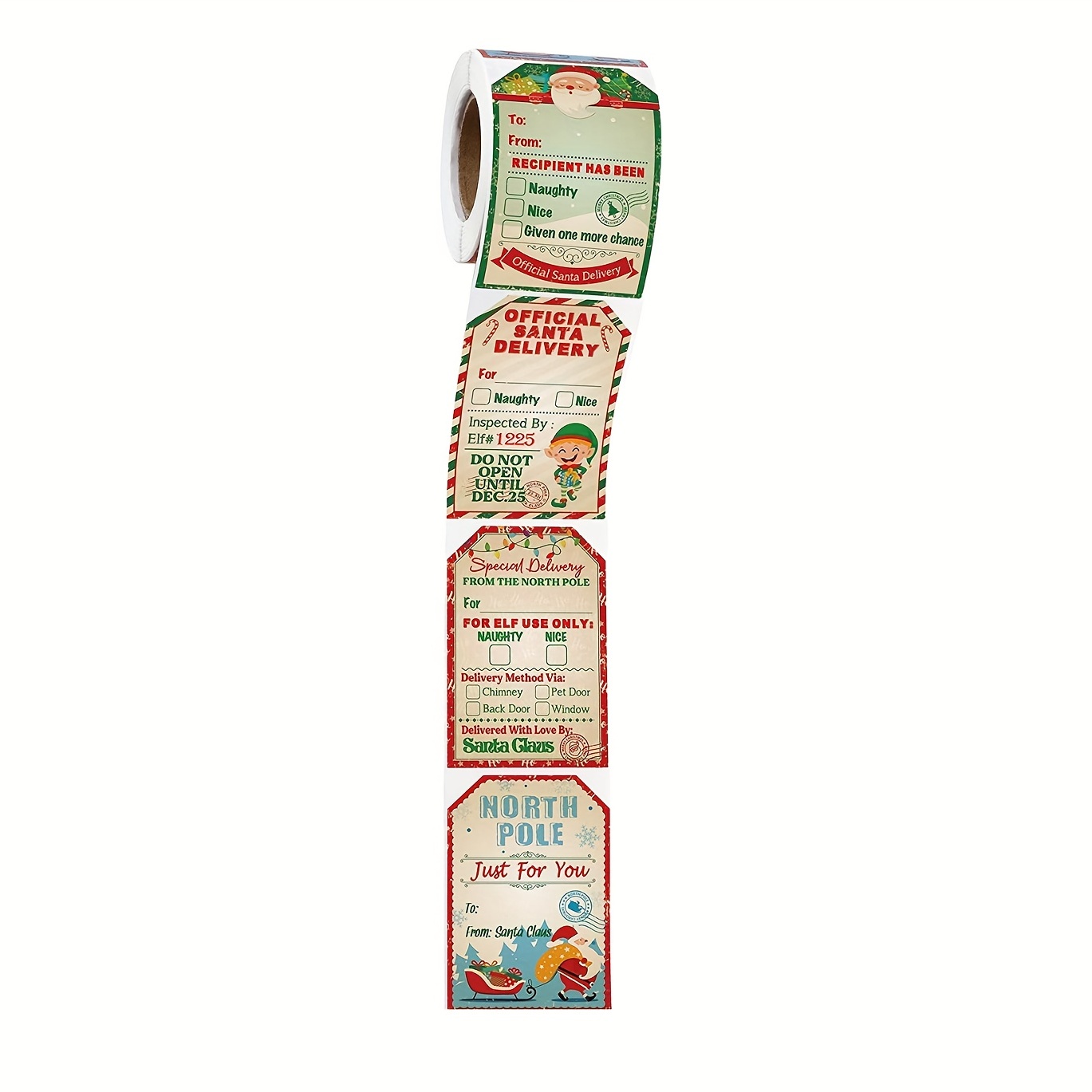 200 Christmas Holiday Decoration Stickers Roll Self adhesive Labels