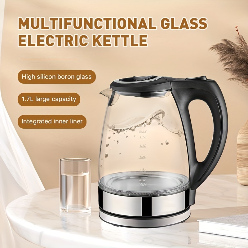 Electric Kettle, Glass Electric Tea Kettle 1.7L 1500W Retro Tea